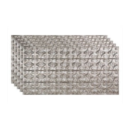 Acoustic Ceiling Products Fasade Traditional Syle # 1 - 48-3/8" x 24-3/8" PVC Glue Up Tile in Crosshatch Silver - PG5021